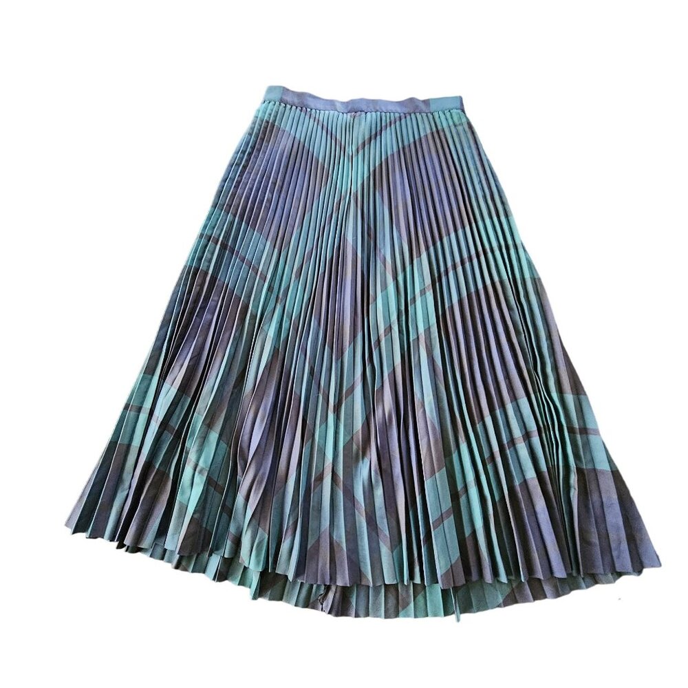 Talbots Pleated Long Full-Length A-Line Skirt Women's Size 10 Blue Green Black P